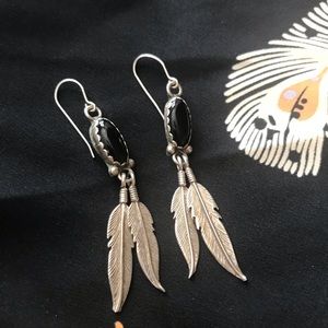 Vintage Southwest Sterling Onyx earrings